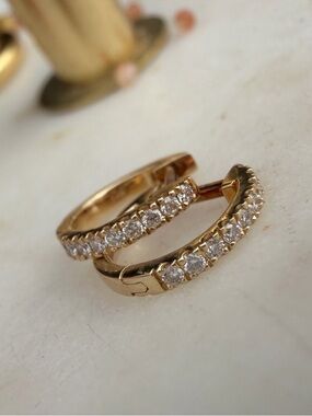 Delicate Gold Diamond Huggie Earrings - Everyday Sparkle